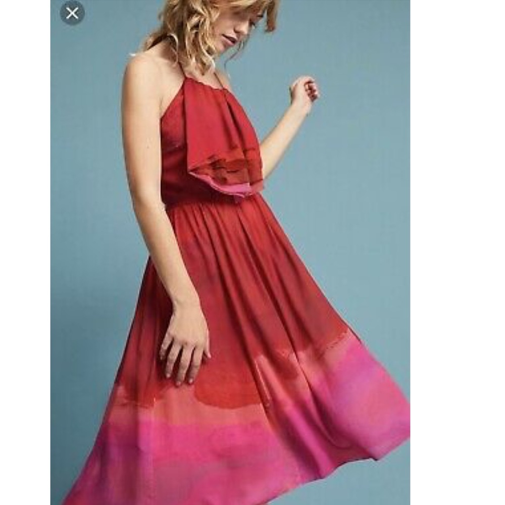 Anthropologie Tracy Reese red and pink dress